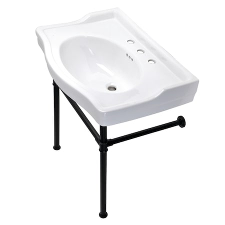 Kingston Brass VPB33080ST 30-Inch Console Sink with Stainless Steel Legs, Matte Black VPB33080ST
